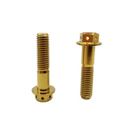 RISON Titanium Bolts M6 x 1.0 x 35 mm Titanium Flange Screws TC4 Titanium Screws Hex Screw Golden GR5 Titanium Bolts Pack of 5