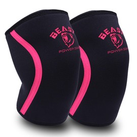 Beastpowergear Neoprene Compression Knee Sleeves 7MM Support for Squats, Gym CrossFit Training, Powerlifting, Weightlifting, Wrestling for Men & Women (Black/Pink, Small)