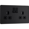 BG Electrical Evolve Double Switched Power Socket, 13A, Matt Black