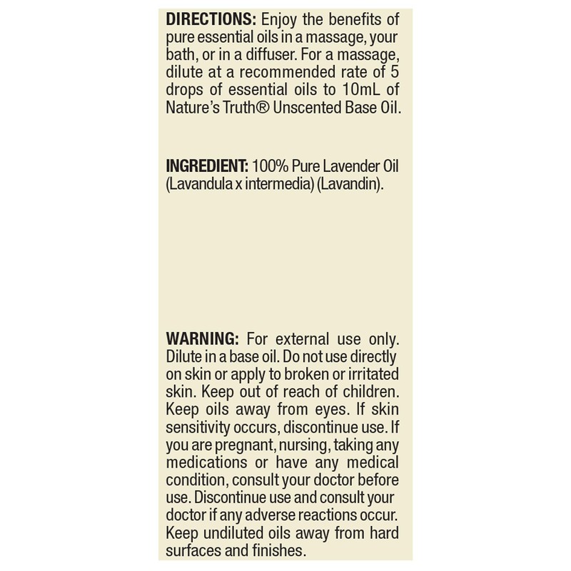 Nature's Truth Essential Oil, Lavender, 2 Fl Oz (Packaging May