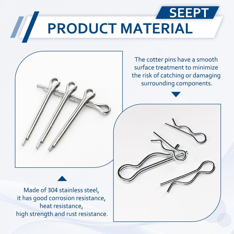 558 Pcs Cotter Pin Assortment Kit, 10 Sizes 304 Stainless