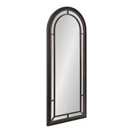 Kate and Laurel Audubon Farmhouse Wall Mirror, 20 x 48, Black, Full Length Arched Mirror for Wall
