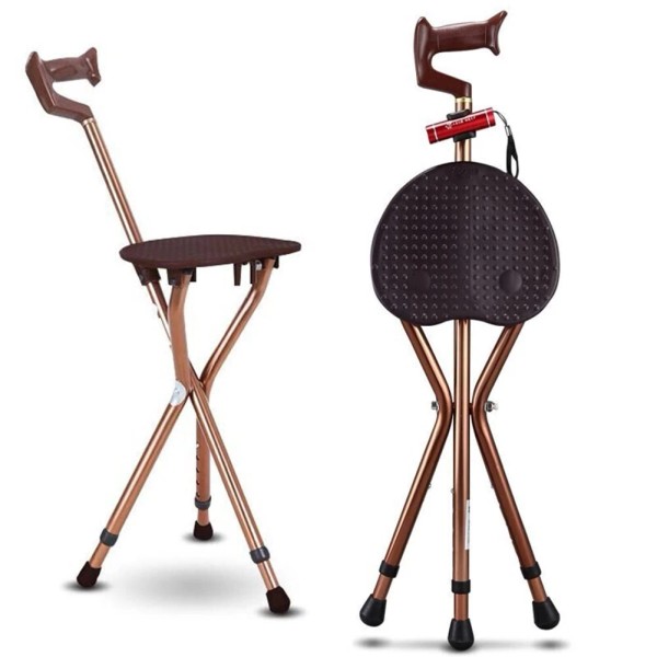 M-GYG Folding Cane with Seat 400 lbs Capacity Thick Aluminum