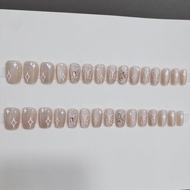Nail Tip, Long, 24 Pieces, Nail Tip, Glitter Stone, Cute Butterfly, 3D Butterfly, Weddings, Entrance Ceremonies, Popular, Japanese, Brides, Stylish, Advanced, Elegant, Nail Wrap, Tool Kit Included
