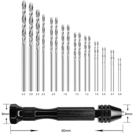 TAORAYO Precision Pin Vice with 20 Drills, Hand Drill, Noise-free, Drilling Resin, Plastic Model Tool, For DIY Carpentry, Handmade Craft Tool, Plastic Model Tool (0.02-1.2 inches (0.6-3.0 mm)
