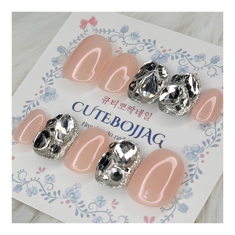 Pink beam full parts handmade nail tips - ballerina /