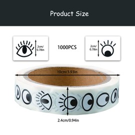 Rumyve1 Roll 1000 Fun Eye Stickers,Black and White Cartoon Wiggle Eye Stickers Eyeball Stickers,DIY Sticker Arts and Crafts Toys for Kids