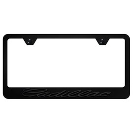 Au-TOMOTIVE GOLD OEM Logo Stainless Steel License Plate Frame for Cadilac (Black on Black)