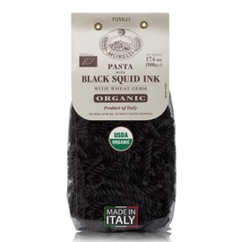 Morelli Squid Ink Pasta Fusilli (Rotini) - Organic Italian Pasta - Black Pasta Noodles - Durum Wheat Semolina - Nero Di Seppia Made in Italy - 1.1 Lb (500g)