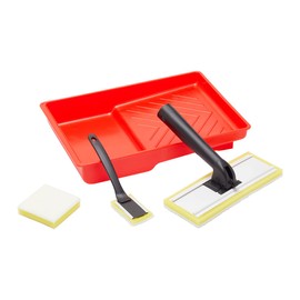 Fit For The Job FFJCSPPS 5 Piece 7 Click System Paint Pad Set, High Capacity Fabric for Rapid and Accurate Coverage With Emulsion Paints - 7" & 3" Paint Pads, Sash Wand, 7" Tray, Red/White/Black