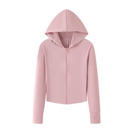 [RAKUKOU] レディース ラッシュガード UVカット パーカー 日焼け防止 アイスシルク UPF40+ 親指穴付き 接触冷感 吸汗速乾 通気性 (JP, アルファベット, L, ピンク)