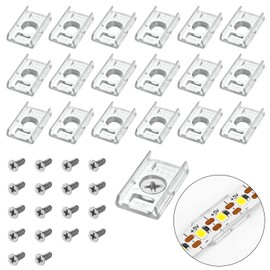 VIPMOON 100pcs Clear LED Strip Light Mounting Clips 8mm Width Holders and 100pcs Compatible Stainless Steel Phillips Screws Mounting Brackets for Waterproof or Non-Waterproof 3528 5050 5630