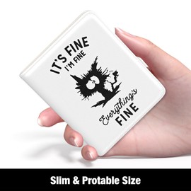 Womens Wallet, RFID Small Slim Wallet for Women, Cute Bifold Leather Pocket Credit Card Holder Ladies Mini Purse with Zipper Coin Pocket & ID Window, Fine Cat