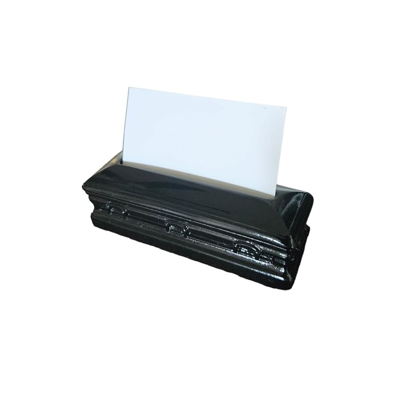 Generic Miniature Casket Resin Business Card Holder, Metallic Black