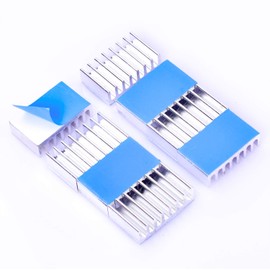 Heat Sink with Thermal Conductive Double Sided Tape, Heat Runaway Protection, W0.5 x D0.8 x H.2 inches (12 x 20 x 6 mm), Pack of 8, Cooling Fins, Aluminum, Heat Dissipation Plate, Fire, TV, DIY Kit,