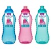 3 Sistema 330ml Twist n Sip Drink Bottles, Blue, Pink,