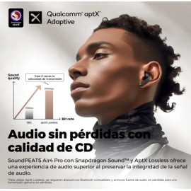 Audífonos Bluetooth Soundpeats Y Air4 Pro Con Cancelación Color Negro Luz Negro