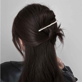 Allereya Einfache Haarspangen Gebogene Clip Barrette Gold Metall Haarspangen Lange Bar Haarspangen Barrette Dekorative Metall Haarschmuck Schmuck Für Frauen(silver1)