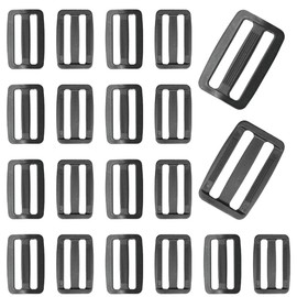 Hocansen 50PCS Plastic Black Tri-Glide Slider Adjust Buckles 38mm Slide Buckle Rectangle Ring Curve Strap Sliders Adjusters for Backpack Strap,Belt,Bags(38mm/RK)