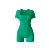 OQQ Women Short Sleeve Rompers Yoga Stretch Square Neck Exercise