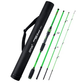 4 Piece Travel Spinning Fishing Rods Portable 4 Sections Lightweight Carbon Fiber Poles M Power MF Action 8ft Green