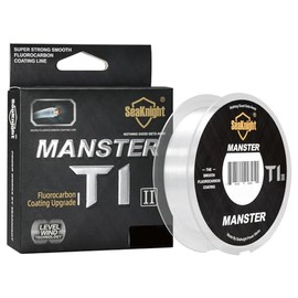 Seaknight T1 II Double Layers Fluorocarbon Coated Line 50m/100m Carp Fishing Line Transparent Invisible Monofilament Fast Sinking Clear Leader Line for Saltwater Sea Fishing 3-100LB
