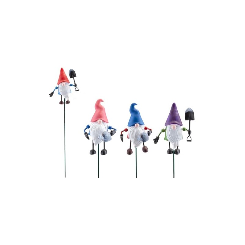 Wobbly Gonk with Garden Tools on Stake - Set of