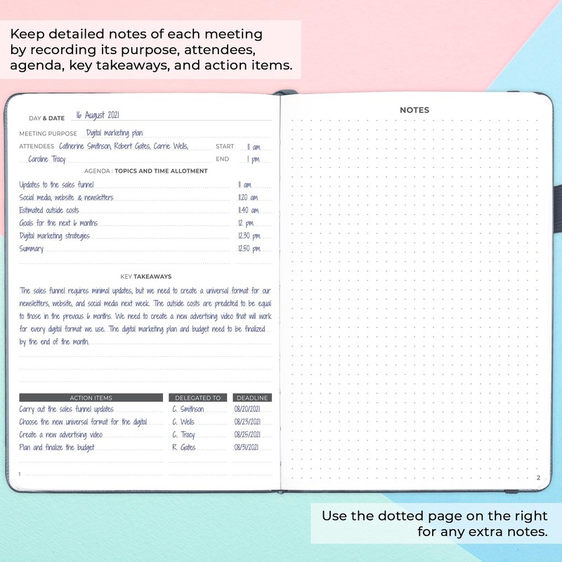 Clever Fox Meeting Notebook – Work & Business Organizer with