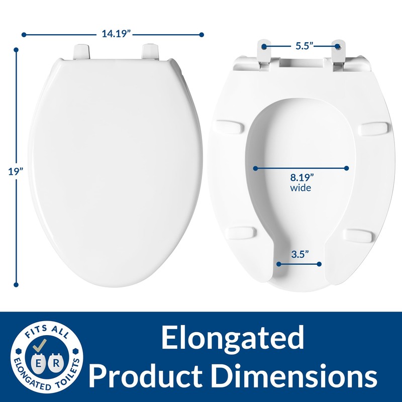 BEMIS 1950 Commercial Open Front Plastic Toilet Seat, Heavy Duty