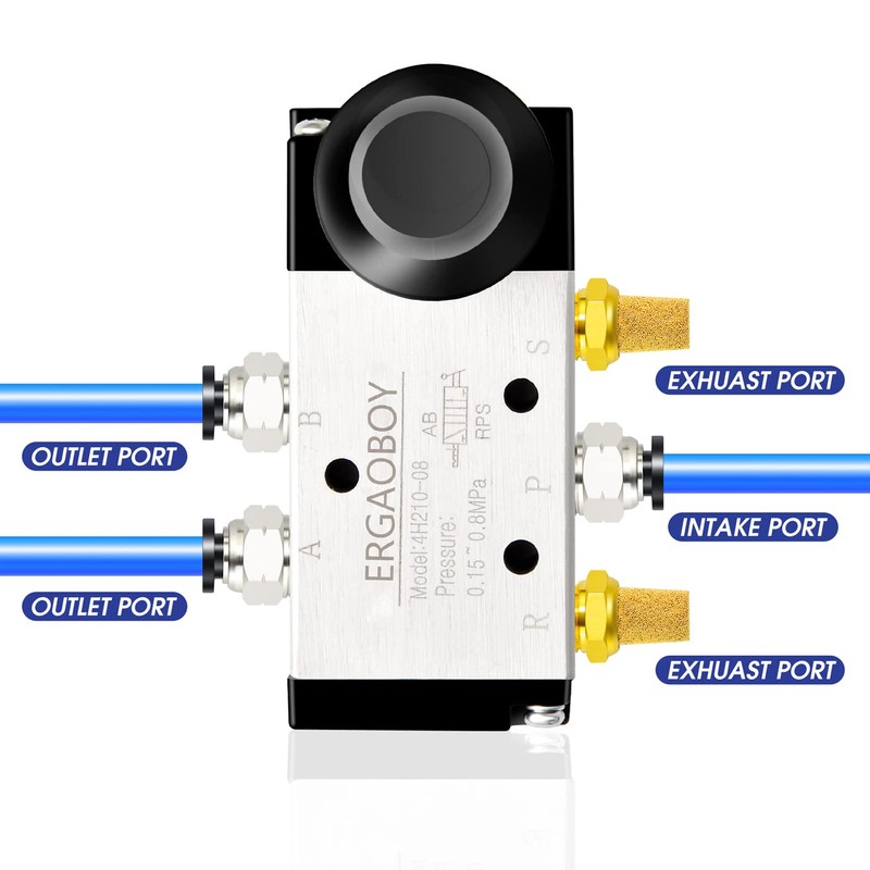 ERGAOBOY 1/4 Inch BSP 5-Way Pneumatic Solenoid Valve with 2