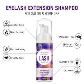 TWILASH BY DLY Lash Shampoo for Lash Extensions 2 Fl Oz / 60ml - Includes 2 Lash Shampoo Brushes for Cleansing - Eyelash Extension Cleanser for Professional Salon and Home Use (Lavender)
