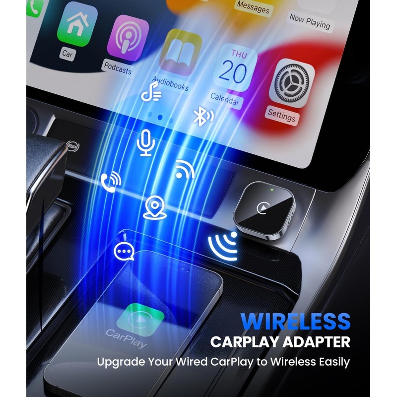 Wireless CarPlay Adapter 2025 – Ultra-Slim Dual-Band Bluetooth Car Adapter