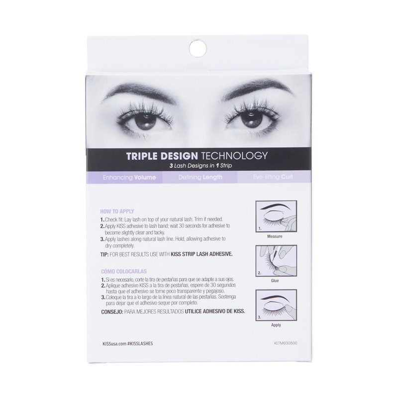 KISS Triple Push-Up, False Eyelashes, 'Babydoll', 12mm-14mm, Includes 4 pairs