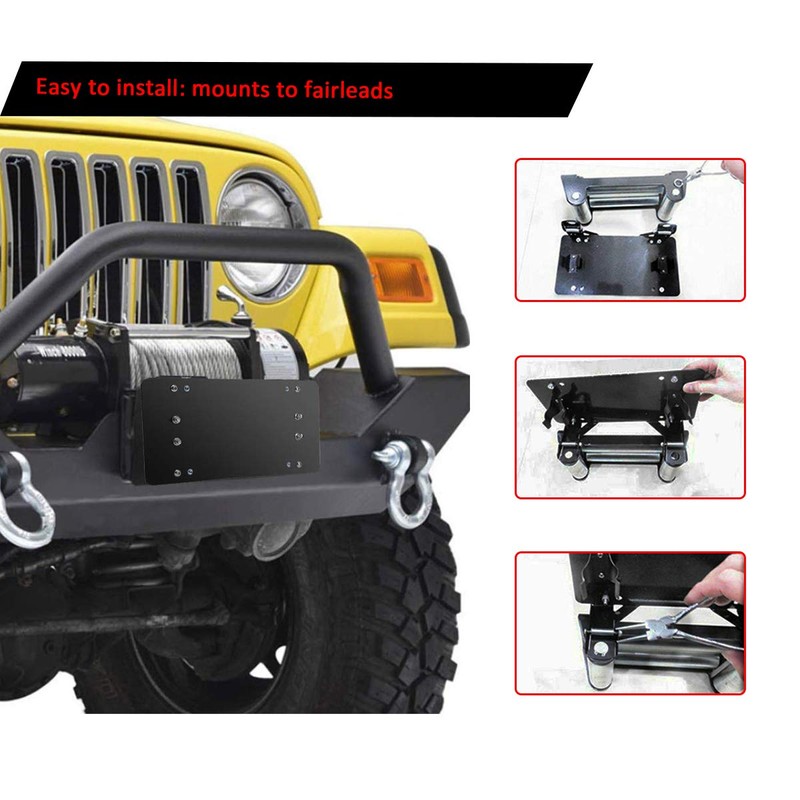 Samlight License Plate Bracket 8 3/4 Inch Flip-Up Winch Roller