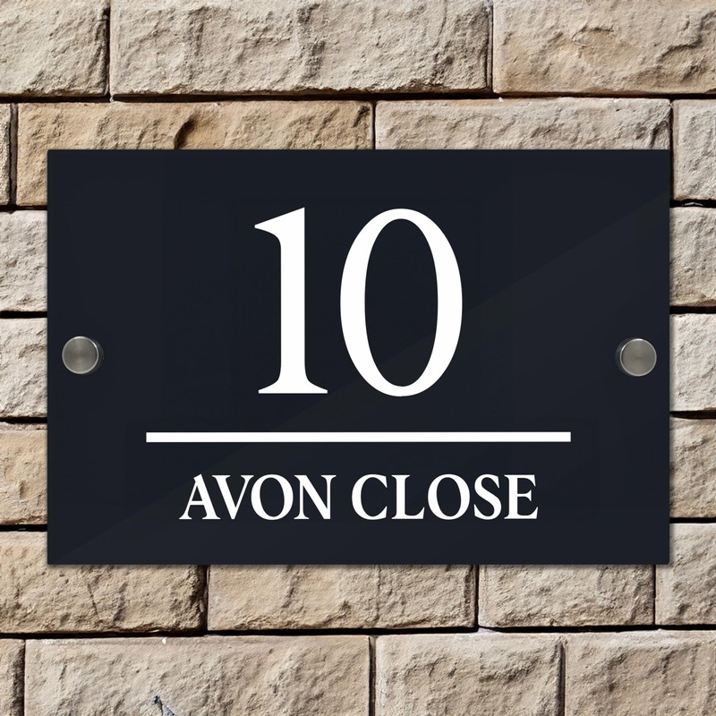 Badgemaster Modern Anthracite House Number Sign Plaque Stainless Steel Standoffs