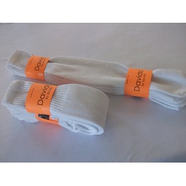 davido Mens socks tube 24" long made in Italy 100% cotton white or black 8 pairs (10-13, white)