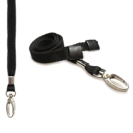 Black Lanyard Neck Strap Lanyards for ID Card Holder Badge Holder Name Tag with Metal Lobster Swivel Clip and Safety Breakway Bulk (1x Lanyard)