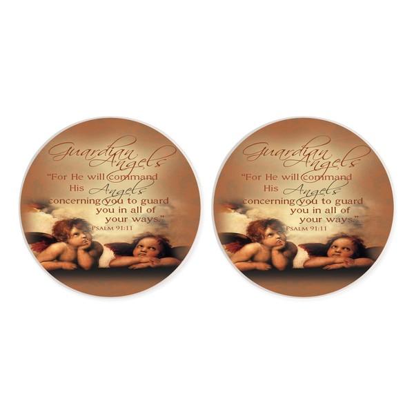 Guardian Angels Command Natural Brown 2.75 x 2.75 Ceramic Car