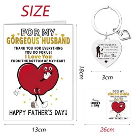 XINDY Husband Fathers Day Card, Happy Fathers Day Card for Husband from Wife, Father's Day Keyring Gifts for Him with Envelope