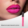 Velvet Matte Bright Hot Pink Liquid Lipstick, Waterproof Quick-Drying Non-Sticky