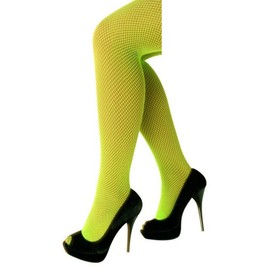 krautwear Women's Tights Fishnet Tights Costume Carnival 80s One Size (Neon Orange)