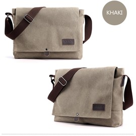 Kiss me Cross Body Bag for Men, Canvas Messenger Shoulder Bags for Work School Hiking Travel (khaki)