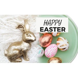 QIAOIDEA Gold Bunny Figurine, Easter Decor, 6.75" Statue, Modern Vintage Rabbit Ornament