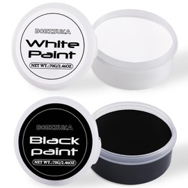 BOBISUKA Body Paints Black (70 g) and White (70 g) - Children's Make-Up Set - Body Painting Colours for Theatre Make-Up, Halloween, Carnival Make-Up, Party Make-Up, Non-Toxic, Waterproof, Long-Lasting