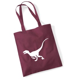 Huuraa Einkaufsbeutel Velociraptor Dinosaurier Geschenk 10 Liter Burgundy Baumwolle Velociraptor Überraschung