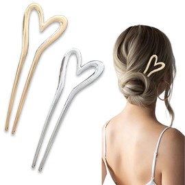 Glamifyr Pack of 2 French Twist Hair Pins, French Hair Pin, French Hair Pin, Hair Fork, French Hair Clip, U-shaped for Women, Hair Styling Accessories