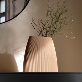 Komodeko Nara Beige Vase for Dried Flowers and Pampas Grass in Scandinavian Style, Modern Decoration for the Living Room, Made of Lightweight and Durable Environmentally Friendly Organic Plastic -