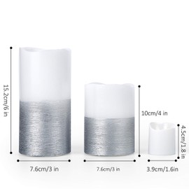 Furora LIGHTING LED Flameless Candles with Remote Control, Set of 8, Real Wax Battery Operated Pillars and Votives LED Candles with Flickering Flame and Timer Featured - Silver Trim