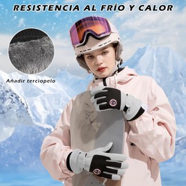 DQST Guantes para Frío Hombre y Mujer, Guantes Termicos, Guantes Impermeables para Nieve, Función de Pantalla Táctil, Antideslizante, Adecuado para Esquiar, Escalar Montañas, Cámping, Motocicletas.