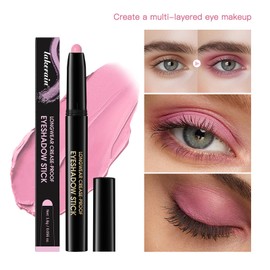 CHIFURE Eyeshadow Stick, Shimmer and Matte Cream Eye Shadow Brightener Sticks Eyeliner Pencil Crayon, Waterproof Long Lasting Eye Highlighter Stick Makeup,0.056 Oz(#5-Pink)